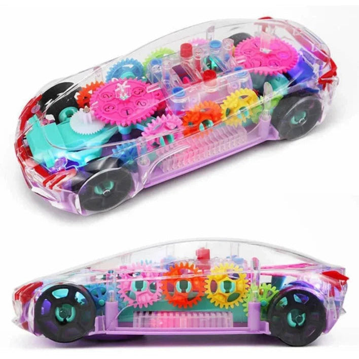 Gear Display Transparent Car 360 Degree Rotating with 3D Flashing LED Lights and Music