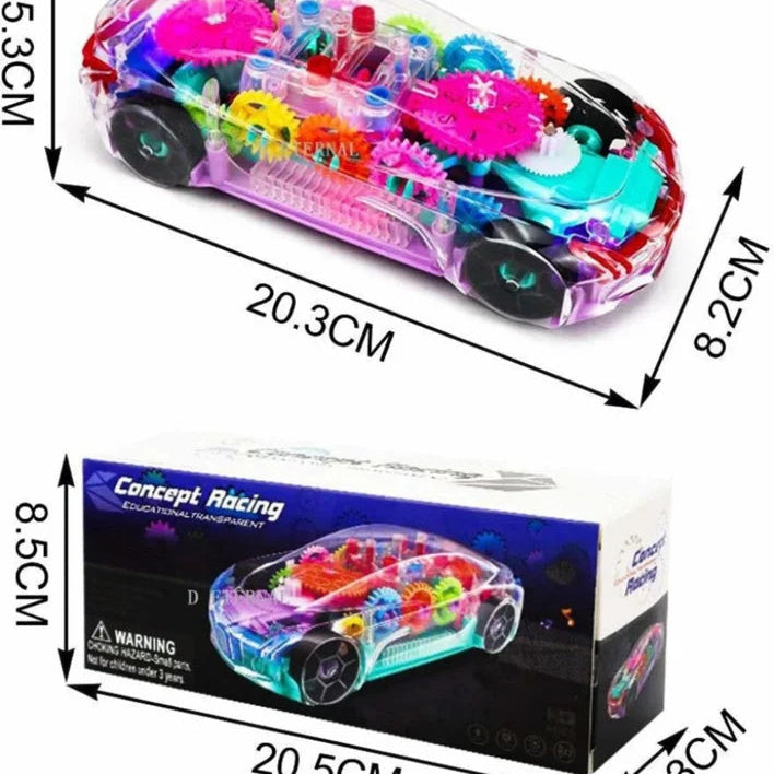Gear Display Transparent Car 360 Degree Rotating with 3D Flashing LED Lights and Music
