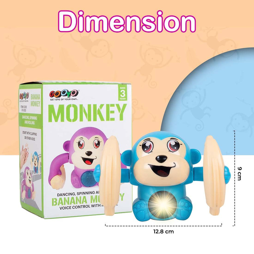 Dancing Monkey Musical Toy for Kids Baby Spinning Rolling Doll Tumble Toy with Voice Control