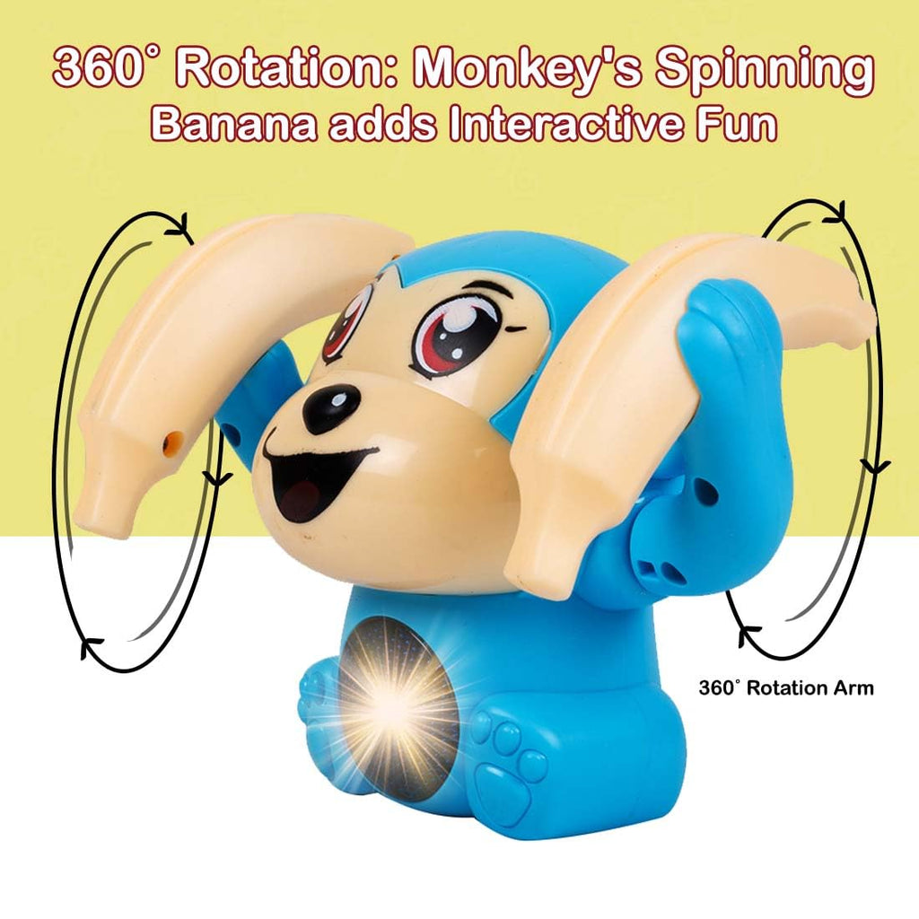 Dancing Monkey Musical Toy for Kids Baby Spinning Rolling Doll Tumble Toy with Voice Control