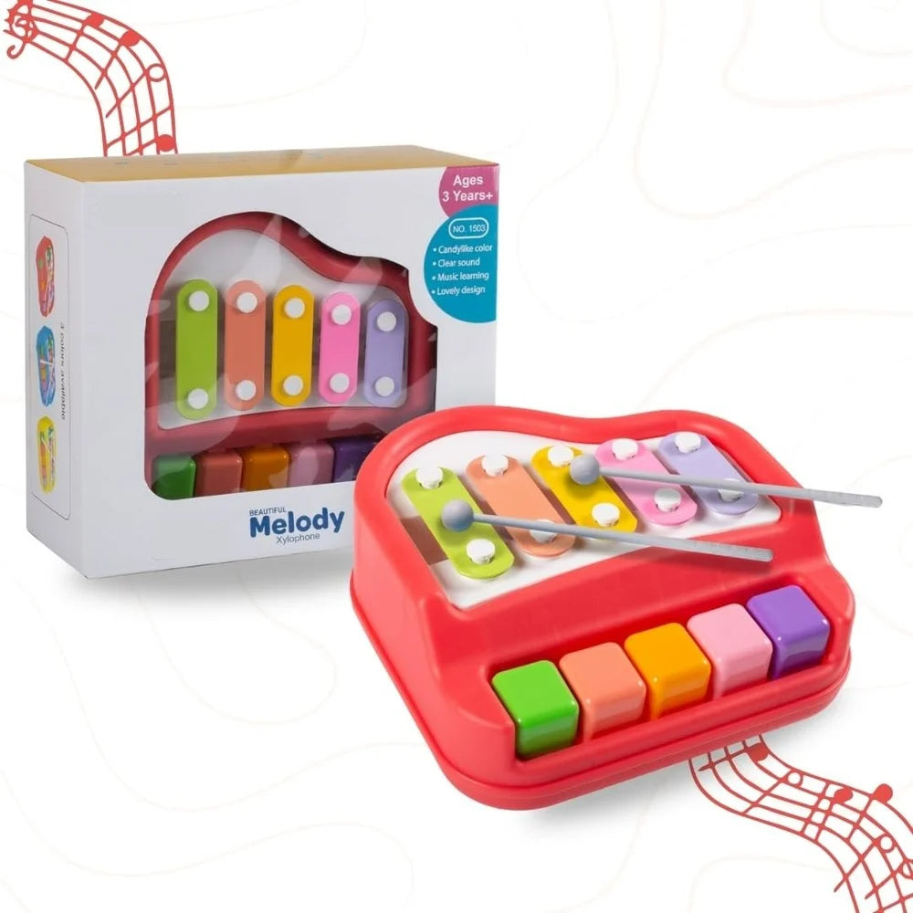 5 Keys Multicolor Plastic Xylophone Kids Toys